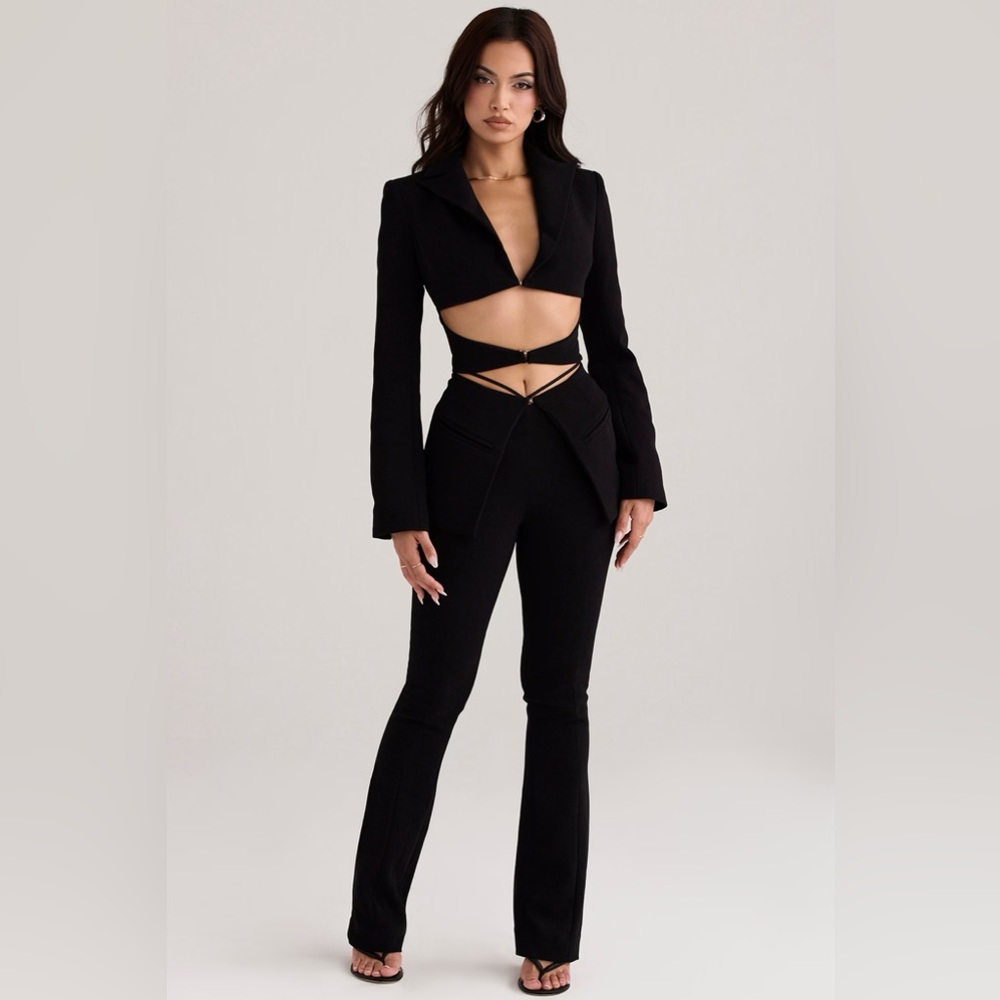HOUSE OF CB Black Layla V Front Trousers NWOT Size S